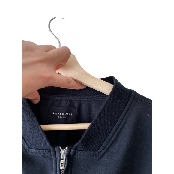 Saint Morta Men's Black Zip Neck Designer Short Sleeve Shirt - Picture 6 of 7